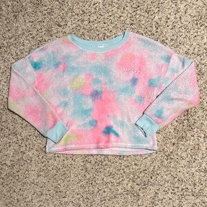 Justice girls size large (12/14) fuzzy bright multicolored sweatshirt
